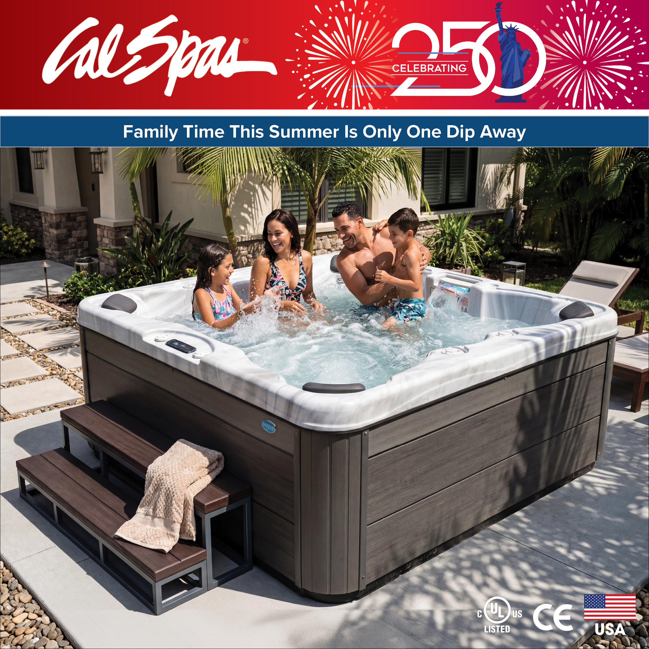 Calspas hot tub being used in a family setting - Fort Collins